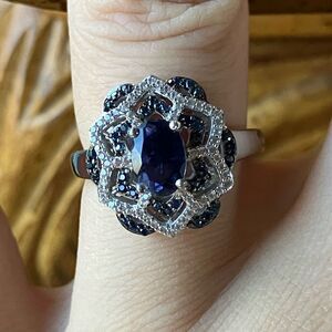 Natural Iolite Blue Sapphire Sterling Silver Ring Size 6